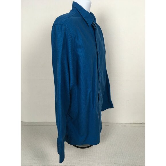 Inc Mens Shirt Size XL Blue w Tiny White Dots Button Up Long Sleeves No Pockets - Picture 3 of 13